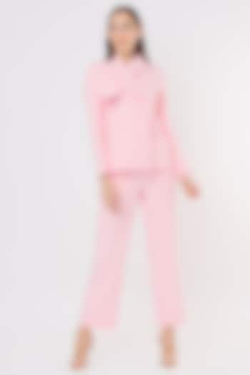 Pink Blazer Set In Crepe Georgette by Applique by Virakti