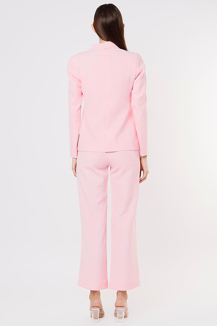 Pink Blazer Set In Crepe Georgette by Applique by Virakti at Pernia's Pop Up Shop