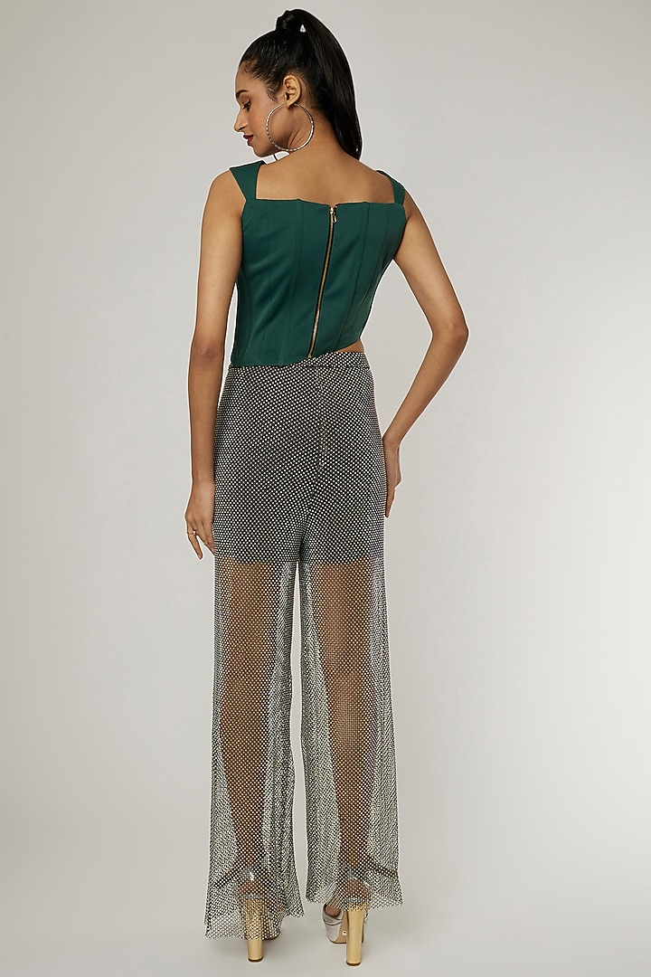 Green Heavy Crepe Corset Top by Applique by Virakti at Pernia's Pop Up Shop