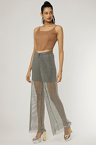Brown Heavy Crepe Corset Top by Applique by Virakti