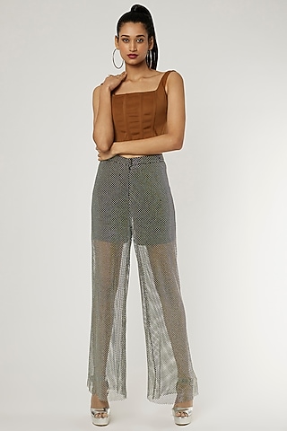 Brown Corset Top in Heavy Crepe by Applique by Virakti