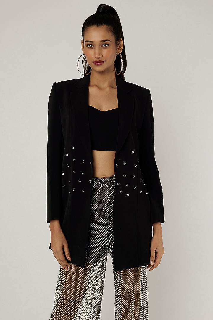 Silver Mesh Net Flared Pants by Applique by Virakti at Pernia's Pop Up Shop