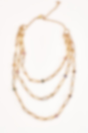 Gold Plated Multi-Colored CZ Stone Necklace by Apara Disum