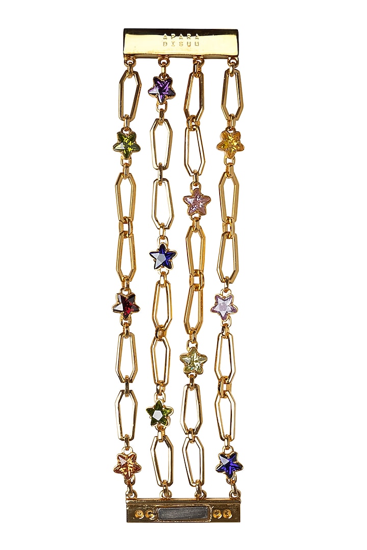 Gold Plated Multi-Colored CZ Stone Bracelet by Apara Disum