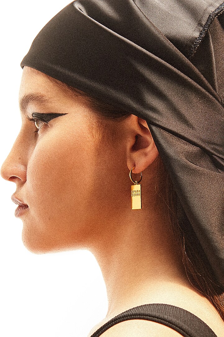 Gold Plated Hoop Earrings In Sterling Silver by Apara Disum at Pernia's Pop Up Shop