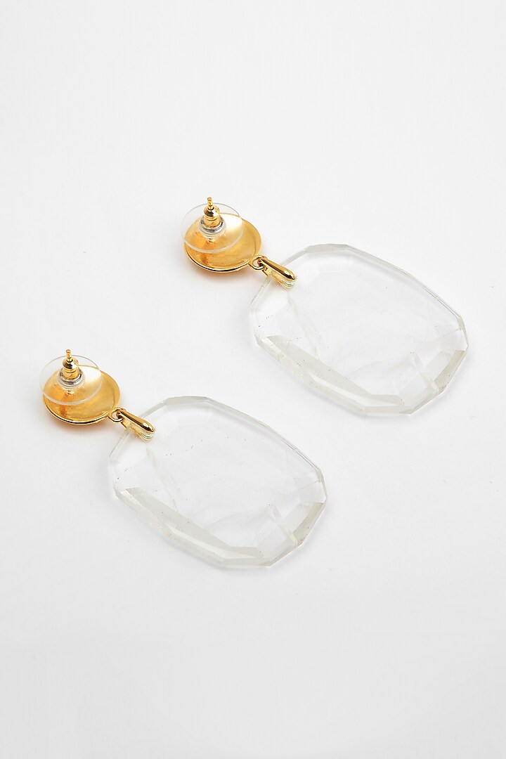 Gold Plated Clear Quartz Dangler Earrings In Sterling Silver by Apara Disum at Pernia's Pop Up Shop