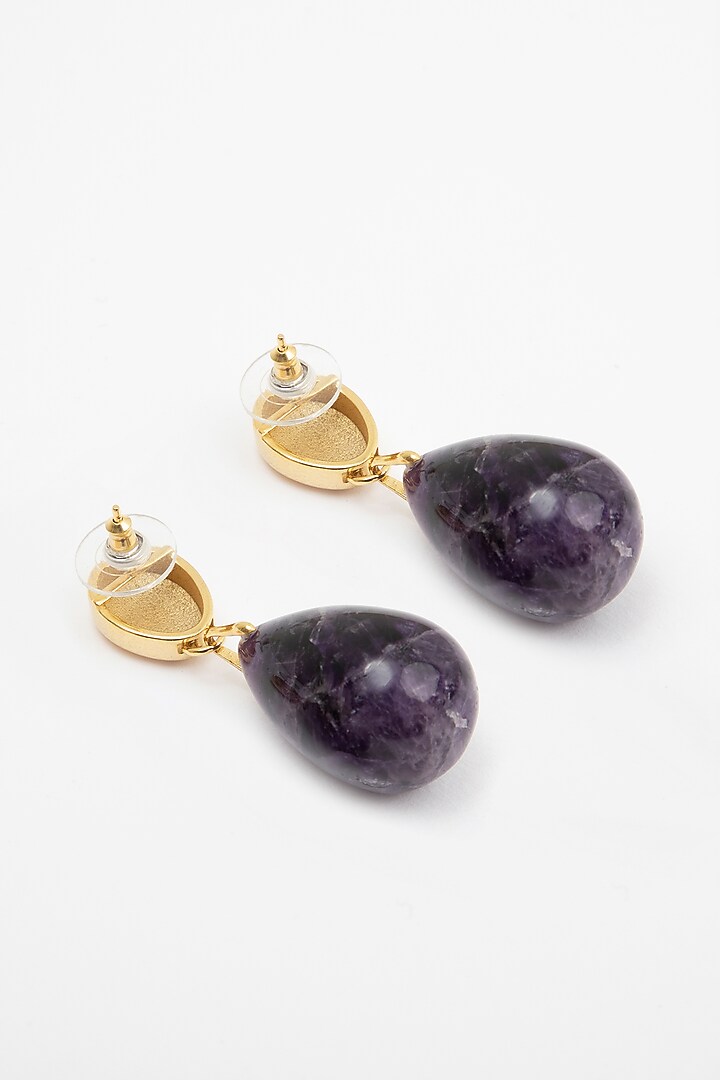 Gold Plated Amethyst Dangler Earrings In Sterling Silver by Apara Disum at Pernia's Pop Up Shop