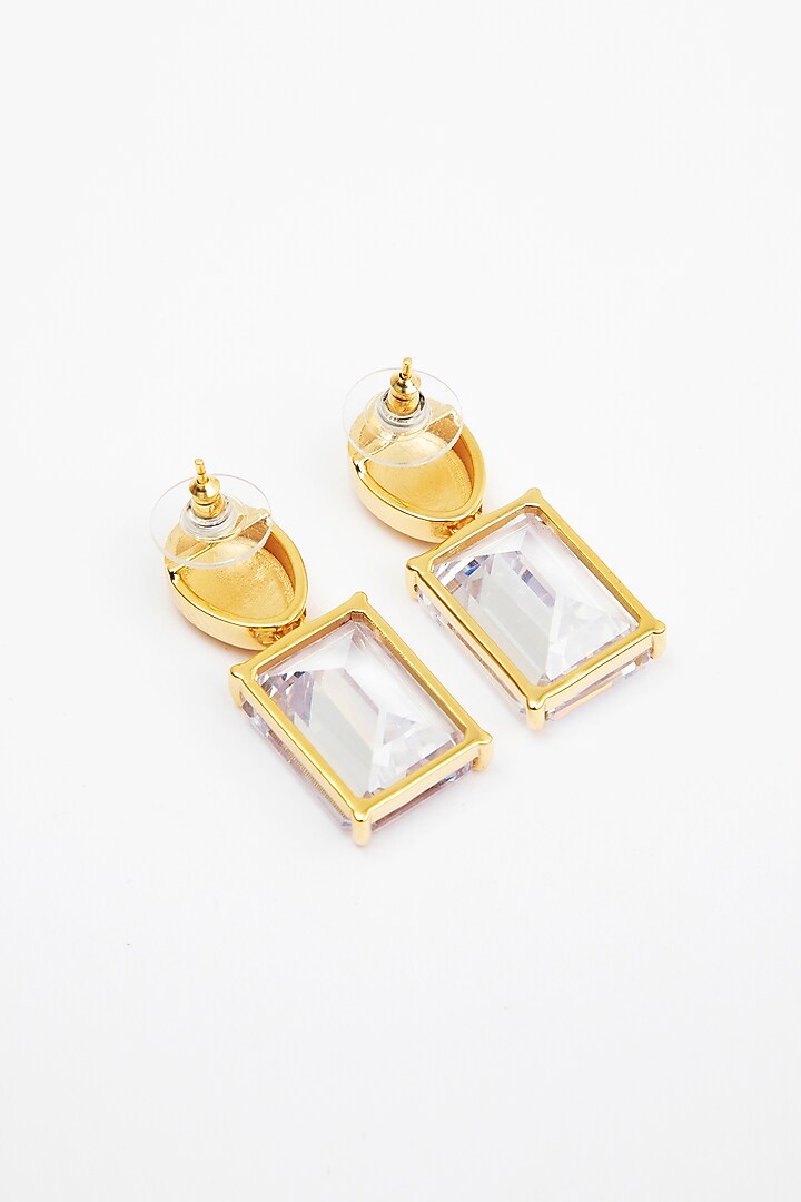 Gold Plated Cubic Zirconia Dangler Earrings In Sterling Silver by Apara Disum at Pernia's Pop Up Shop