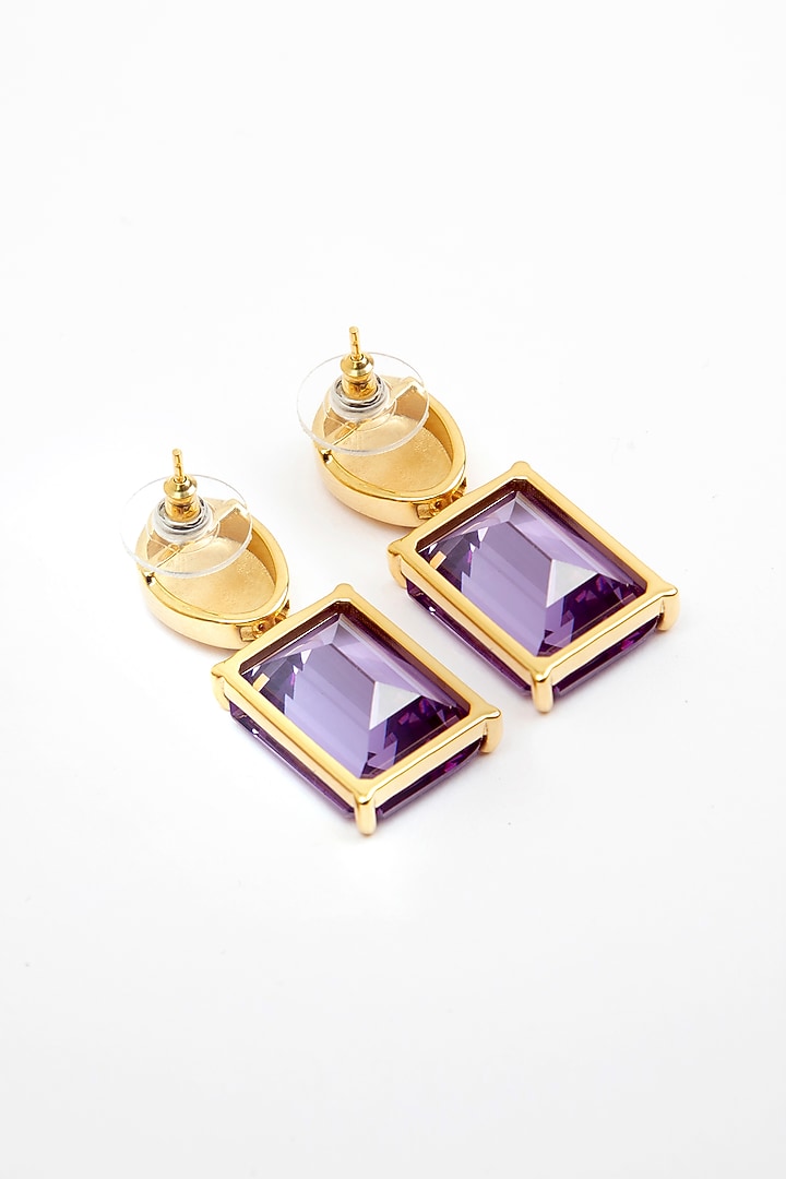 Gold Plated Cubic Zirconia Dangler Earrings In Sterling Silver by Apara Disum at Pernia's Pop Up Shop