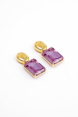 Gold Plated Cubic Zirconia Dangler Earrings In Sterling Silver by Apara Disum