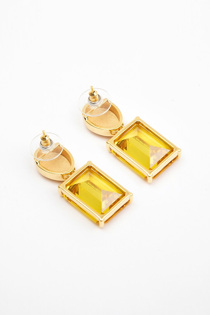 Gold Plated Cubic Zirconia Dangler Earrings In Sterling Silver by Apara Disum at Pernia's Pop Up Shop