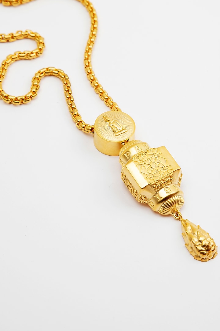 Gold Plated Long Necklace In Sterling Silver by Apara Disum at Pernia's Pop Up Shop