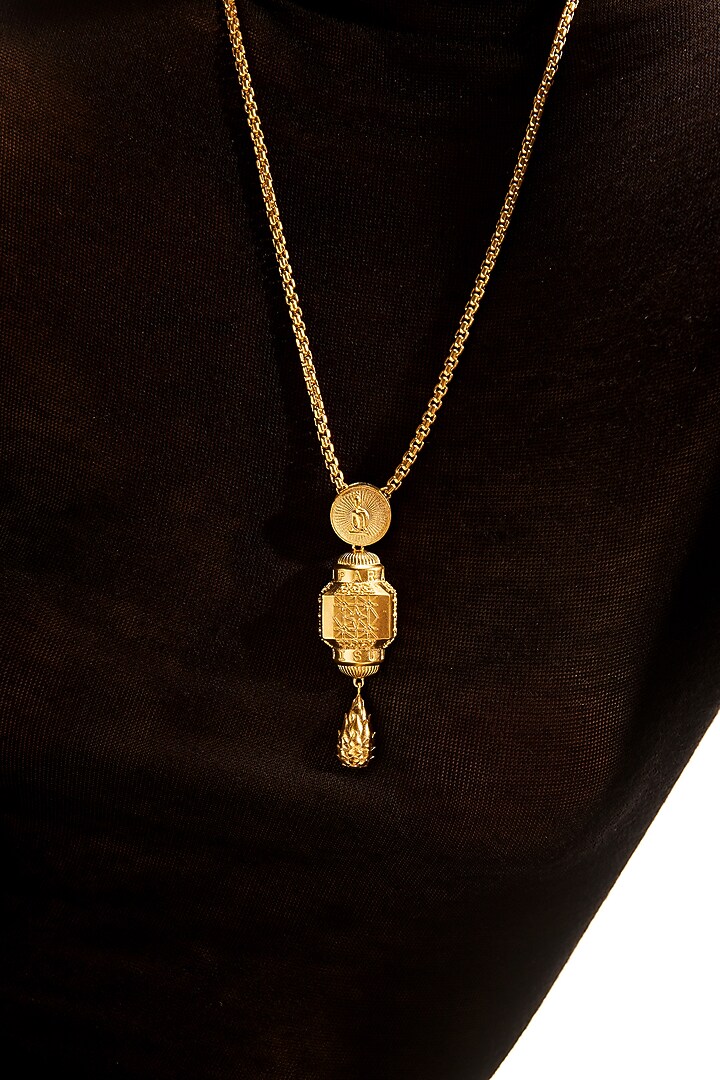 Gold Plated Long Necklace In Sterling Silver by Apara Disum at Pernia's Pop Up Shop