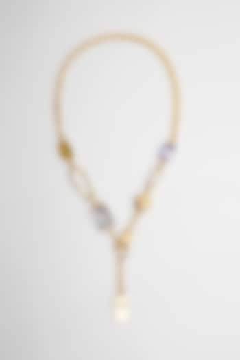 Gold Plated Cubic Zirconia Necklace In Sterling Silver by Apara Disum