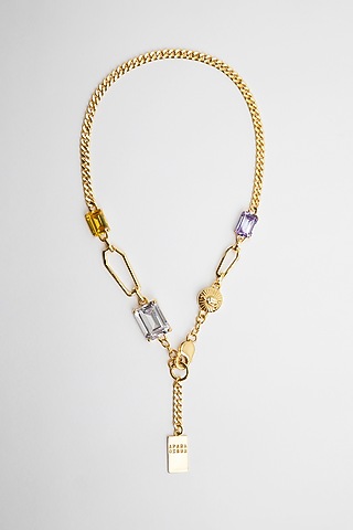 Gold Plated Cubic Zirconia Necklace In Sterling Silver by Apara Disum