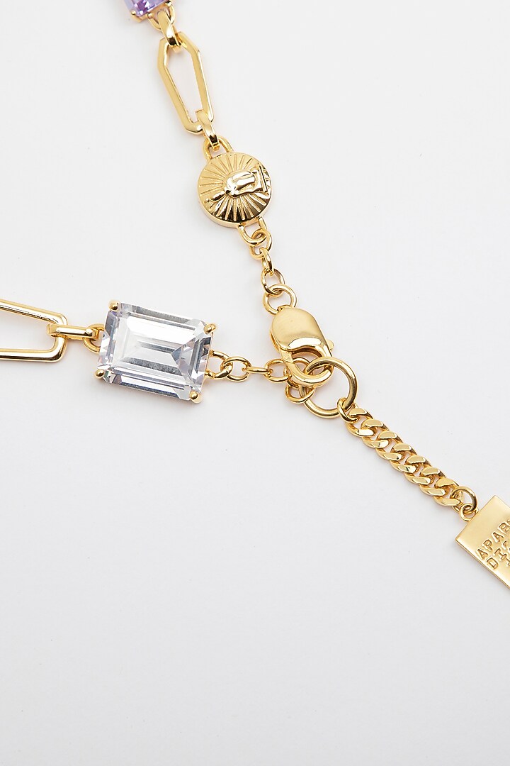 Gold Plated Cubic Zirconia Necklace In Sterling Silver by Apara Disum at Pernia's Pop Up Shop