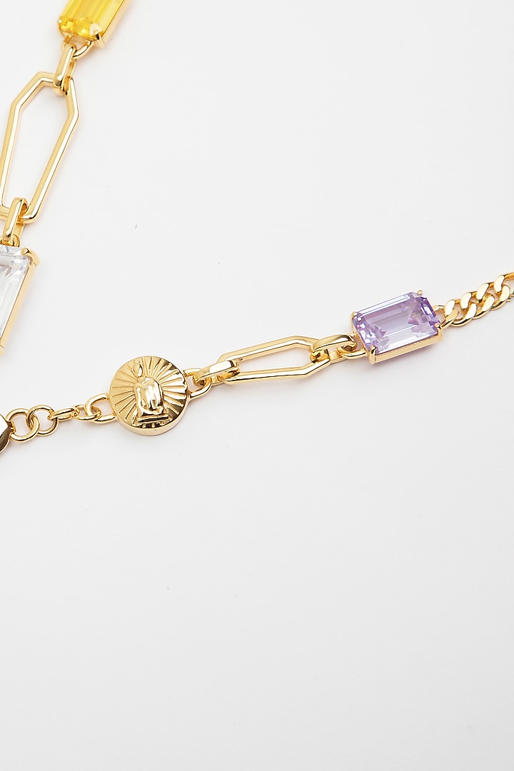 Gold Plated Cubic Zirconia Necklace In Sterling Silver by Apara Disum at Pernia's Pop Up Shop