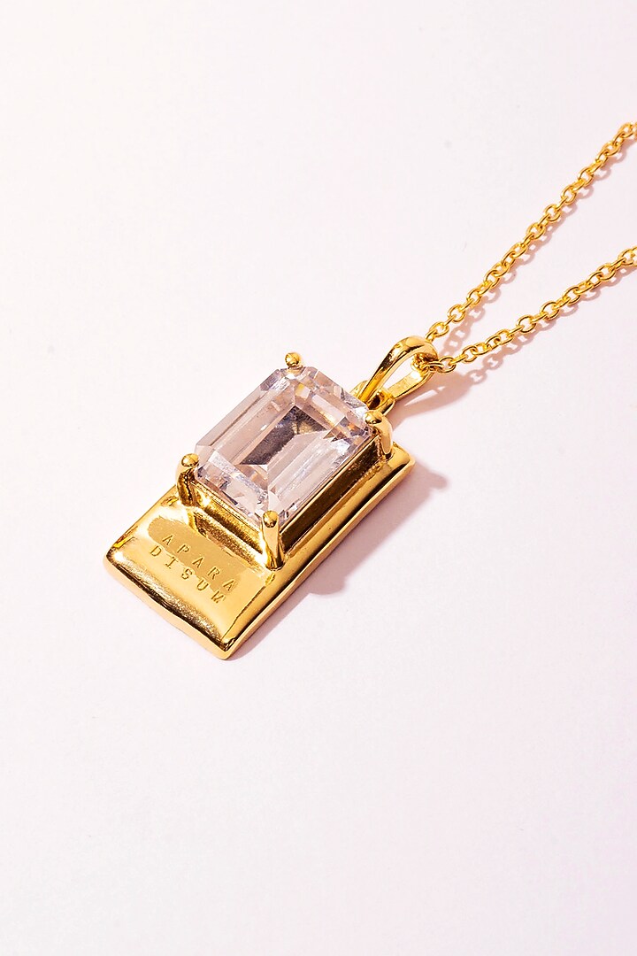 Gold Plated Cubic Zirconia Necklace In Sterling Silver by Apara Disum at Pernia's Pop Up Shop