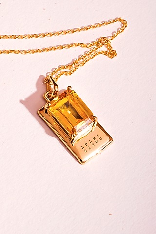 Gold Plated Cubic Zirconia Necklace In Sterling Silver by Apara Disum
