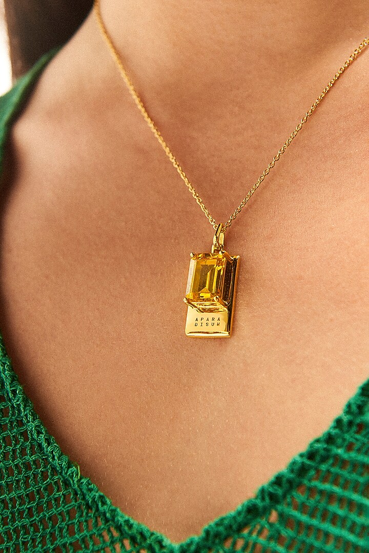 Gold Plated Cubic Zirconia Necklace In Sterling Silver by Apara Disum at Pernia's Pop Up Shop