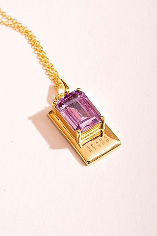 Gold Plated Cubic Zirconia Necklace In Sterling Silver by Apara Disum