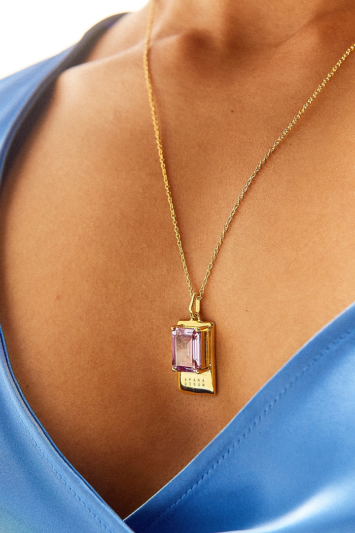 Gold Plated Cubic Zirconia Necklace In Sterling Silver by Apara Disum at Pernia's Pop Up Shop
