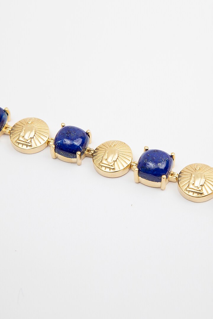 Gold Plated Lapis Lazuli Bracelet In Sterling Silver by Apara Disum at Pernia's Pop Up Shop