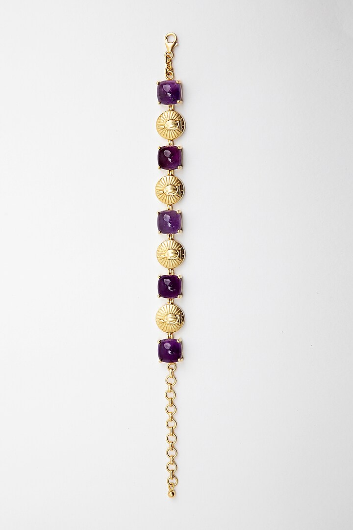 Gold Plated Amethyst Bracelet In Sterling Silver by Apara Disum