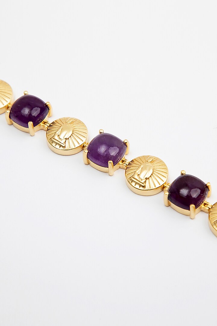 Gold Plated Amethyst Bracelet In Sterling Silver by Apara Disum at Pernia's Pop Up Shop