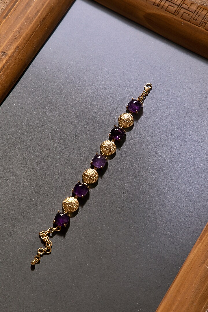 Gold Plated Amethyst Bracelet In Sterling Silver by Apara Disum at Pernia's Pop Up Shop