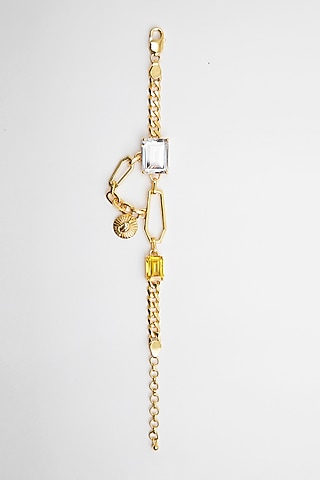 Gold Plated Zirconia Crystals Bracelet In Sterling Silver by Apara Disum