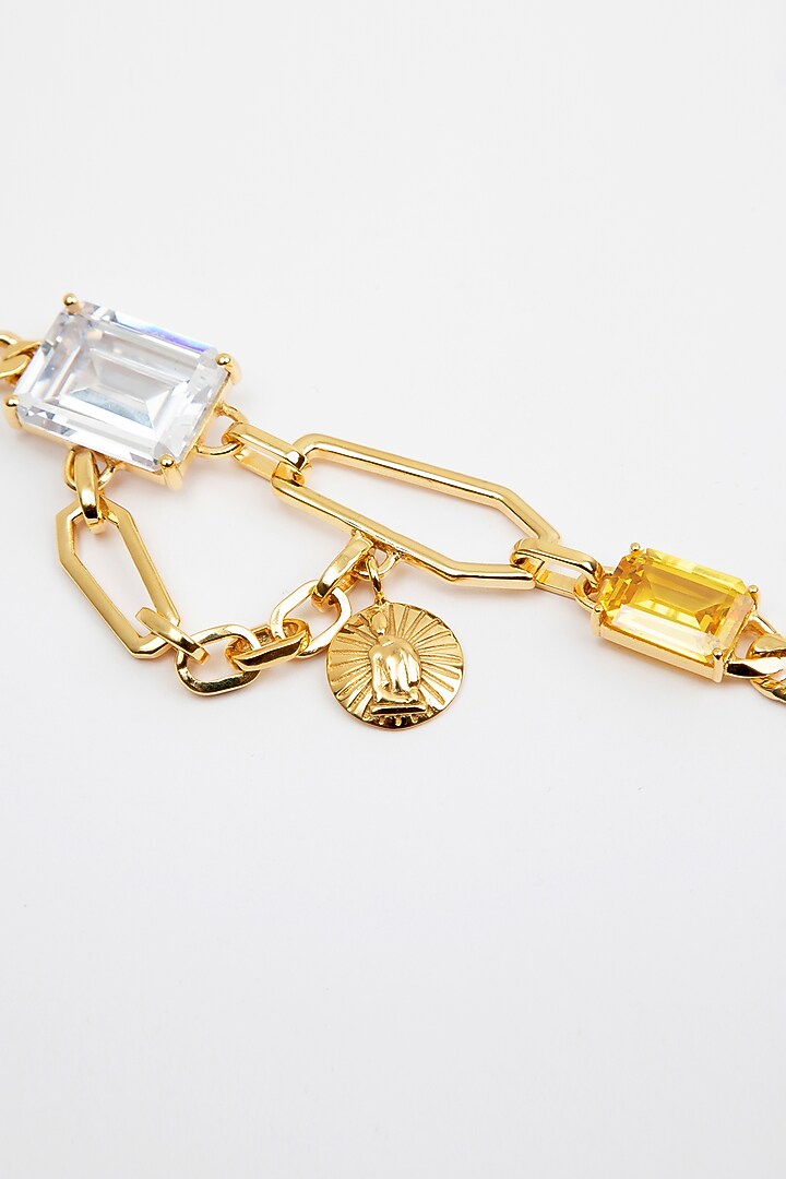 Gold Plated Zirconia Crystals Bracelet In Sterling Silver by Apara Disum at Pernia's Pop Up Shop