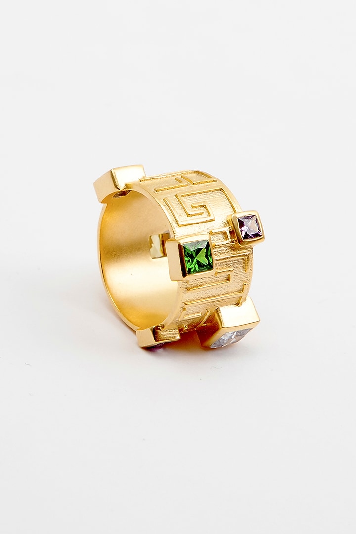 Gold Plated Zirconia Crystals Ring In Sterling Silver by Apara Disum at Pernia's Pop Up Shop