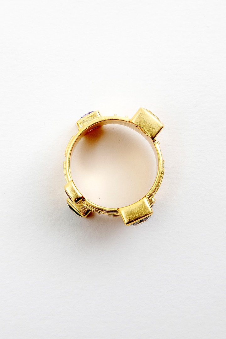 Gold Plated Zirconia Crystals Ring In Sterling Silver by Apara Disum at Pernia's Pop Up Shop