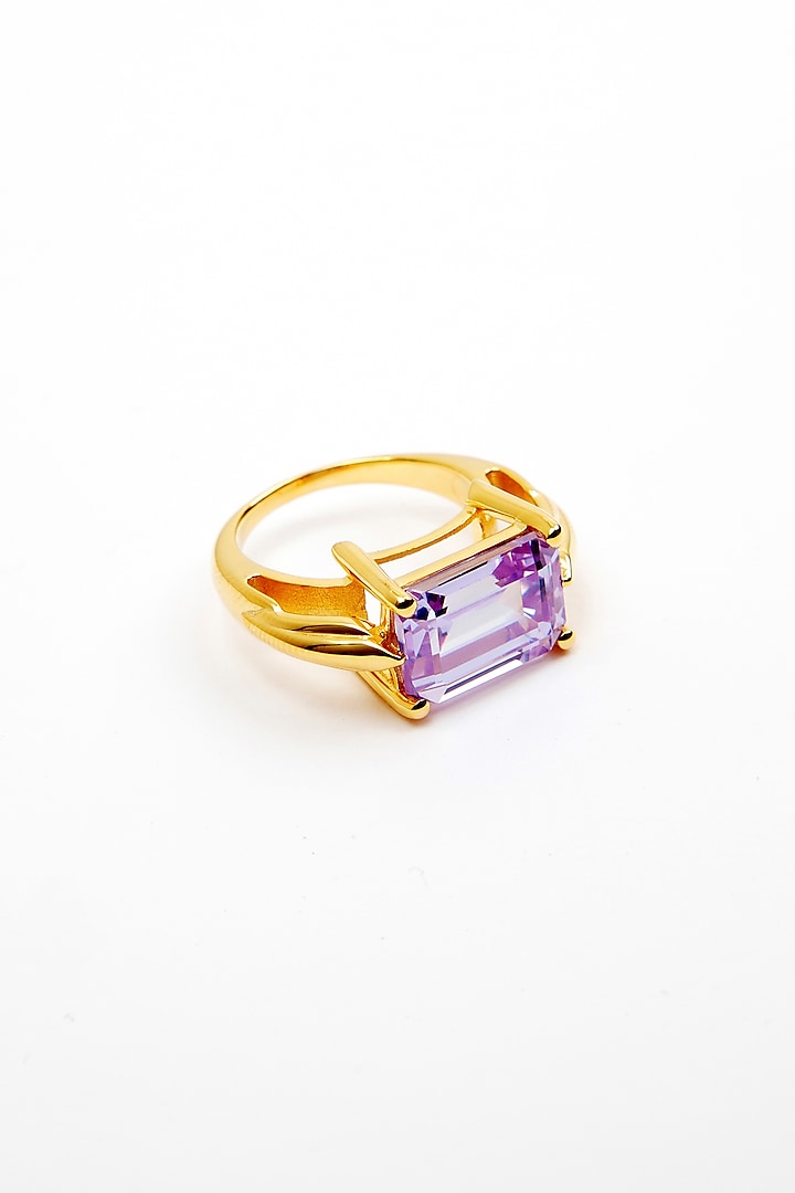 Gold Plated Cubic Zirconia Ring In Sterling Silver by Apara Disum