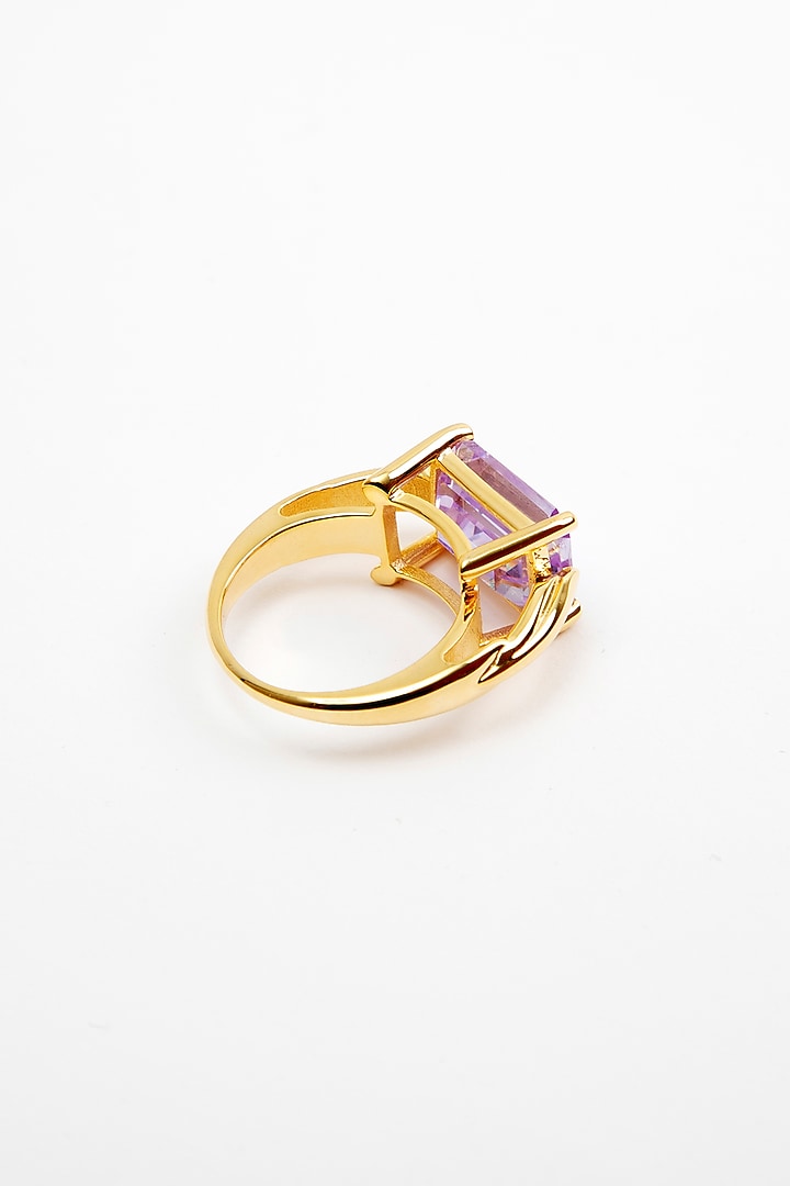 Gold Plated Cubic Zirconia Ring In Sterling Silver by Apara Disum at Pernia's Pop Up Shop