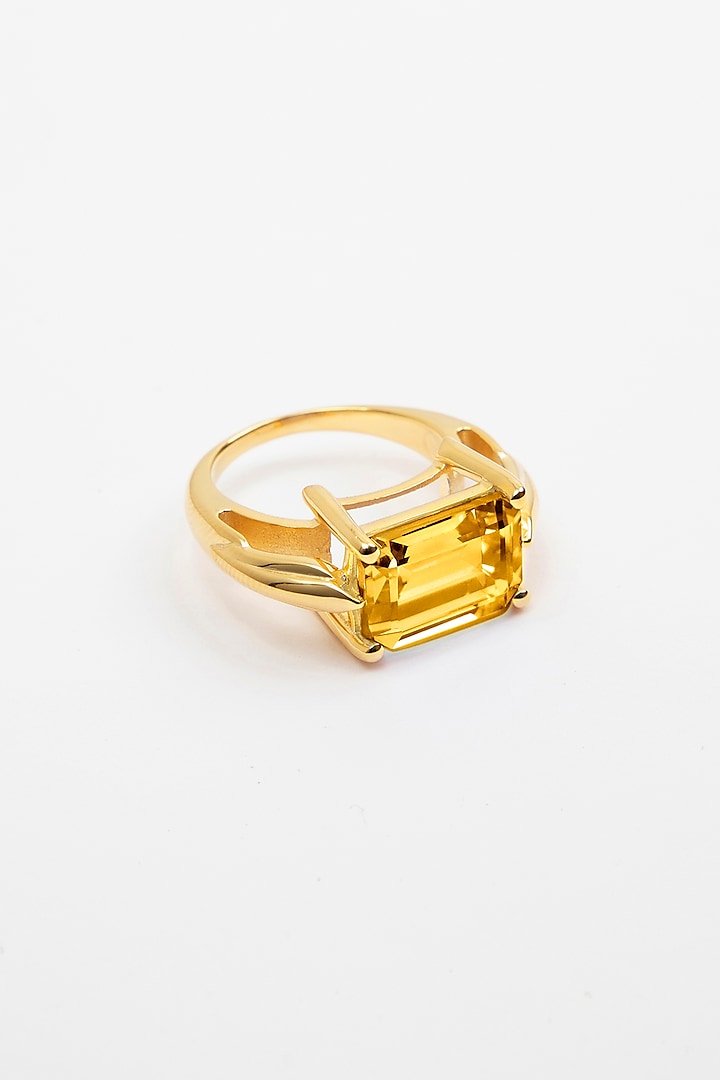 Gold Plated Cubic Zirconia Ring In Sterling Silver by Apara Disum