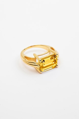 Gold Plated Cubic Zirconia Ring In Sterling Silver by Apara Disum