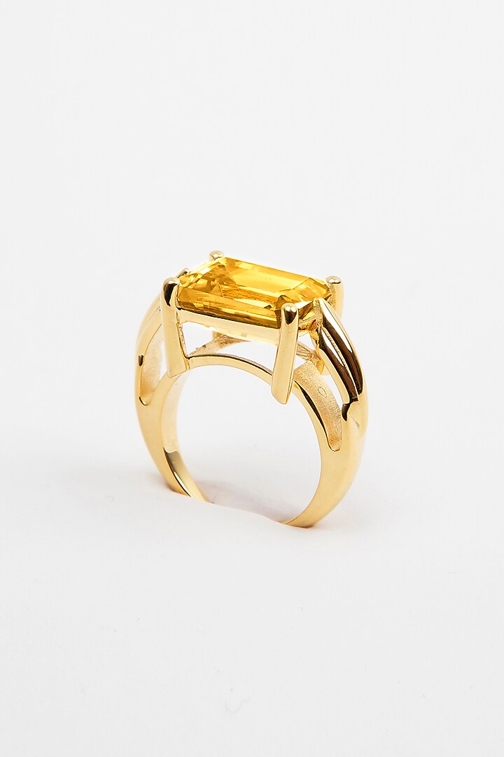 Gold Plated Cubic Zirconia Ring In Sterling Silver by Apara Disum at Pernia's Pop Up Shop