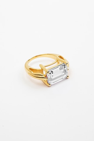 Gold Plated Cubic Zirconia Ring In Sterling Silver by Apara Disum