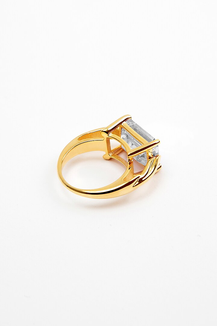 Gold Plated Cubic Zirconia Ring In Sterling Silver by Apara Disum at Pernia's Pop Up Shop