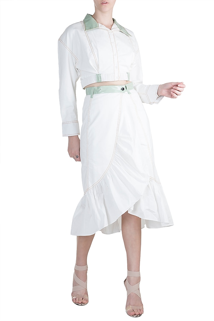 White Shirt With Wrapped Skirt by PARNIKA at Pernia's Pop Up Shop
