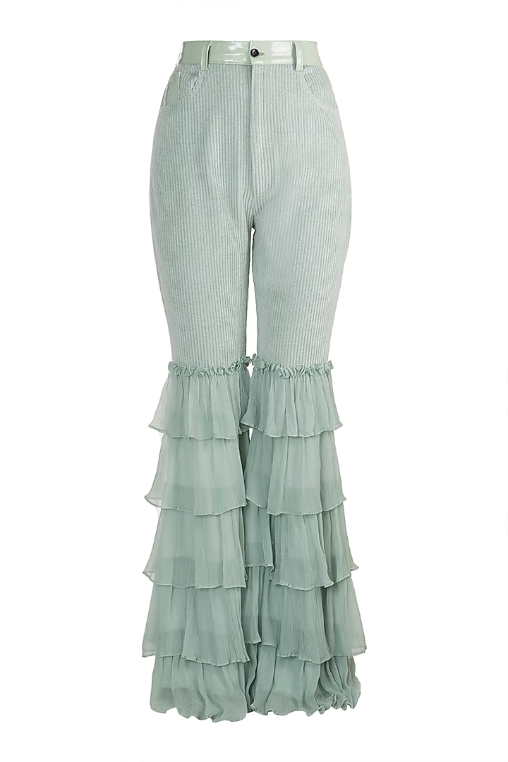 Blue Embroidered Top With Pants by PARNIKA at Pernia's Pop Up Shop