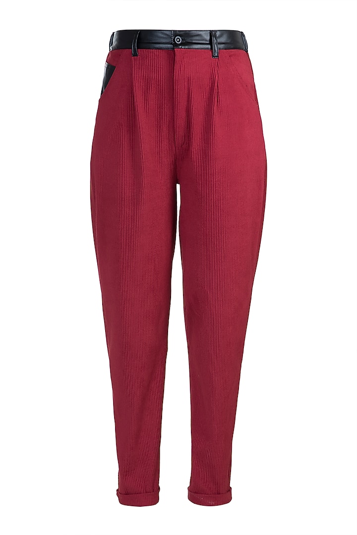 Red Jacket With Crop Top & Pants by PARNIKA at Pernia's Pop Up Shop