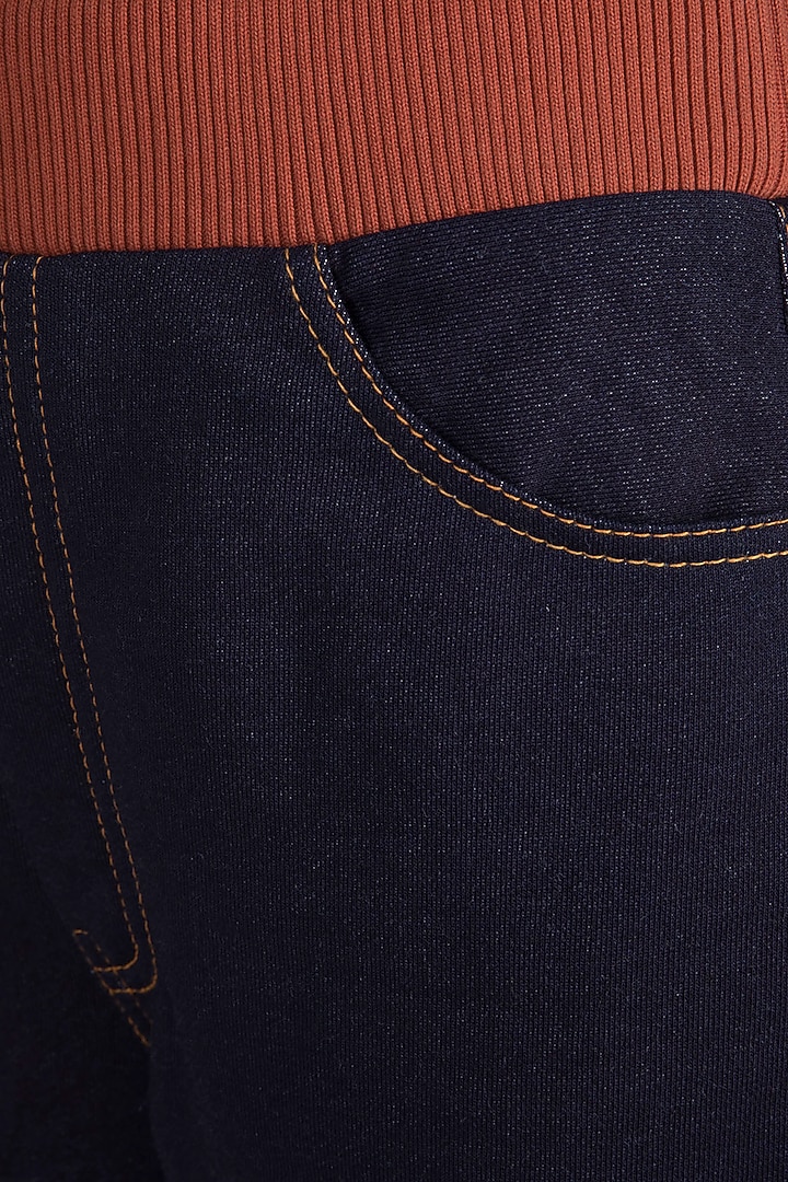 Navy Blue Knitted Sweatshirt With Pants by PARNIKA at Pernia's Pop Up Shop