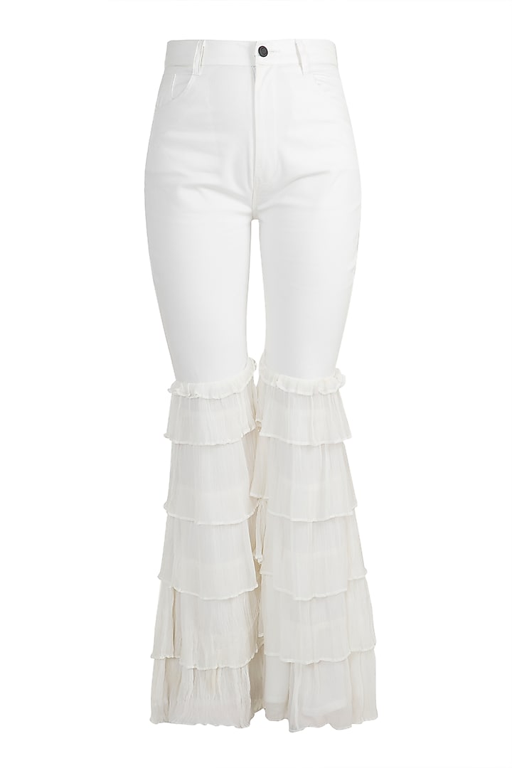 White Embroidered Jacket With Crop Top & Pants by PARNIKA at Pernia's Pop Up Shop