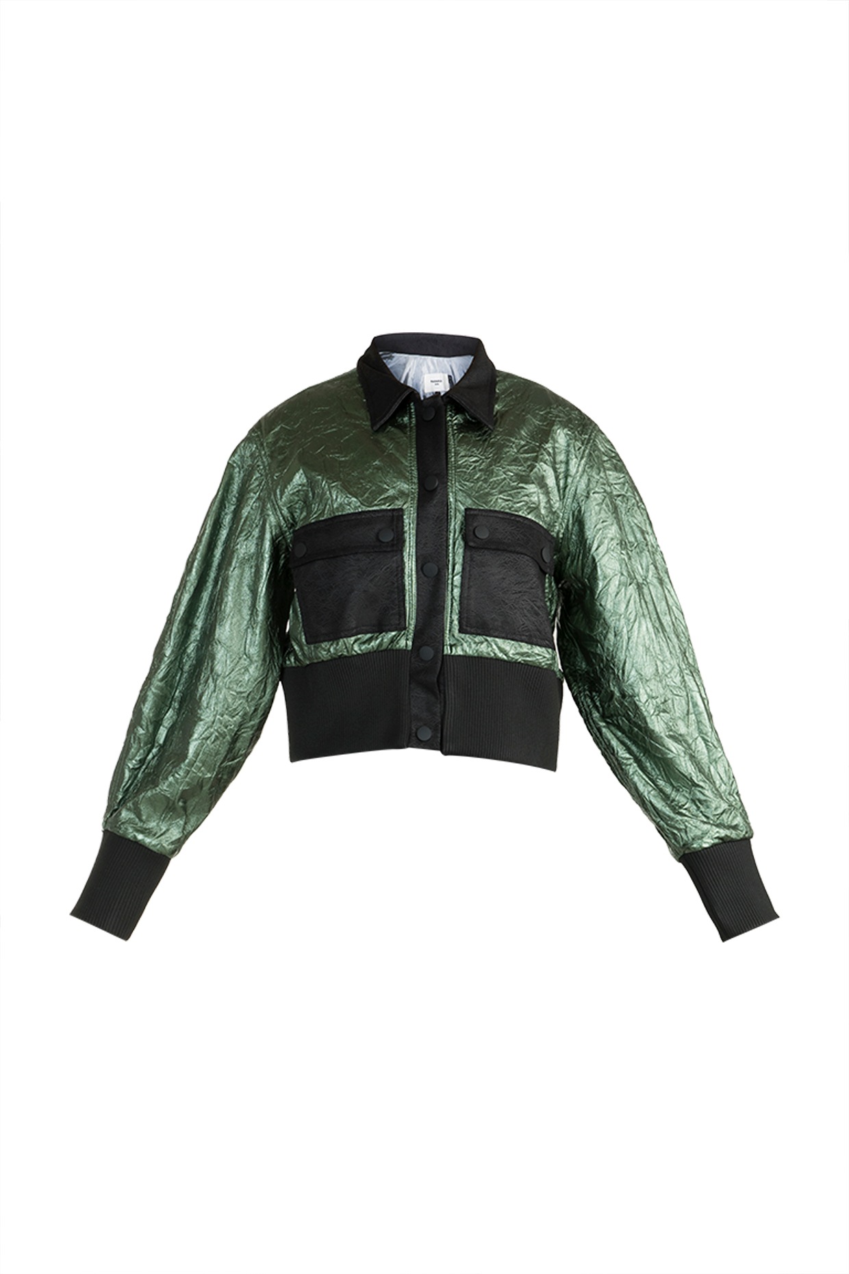 green metallic jacket
