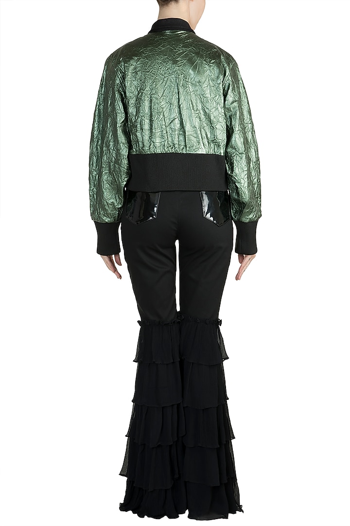 Green Metallic Bomber Jacket by PARNIKA at Pernia's Pop Up Shop