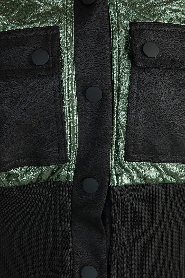 Green Metallic Bomber Jacket by PARNIKA at Pernia's Pop Up Shop