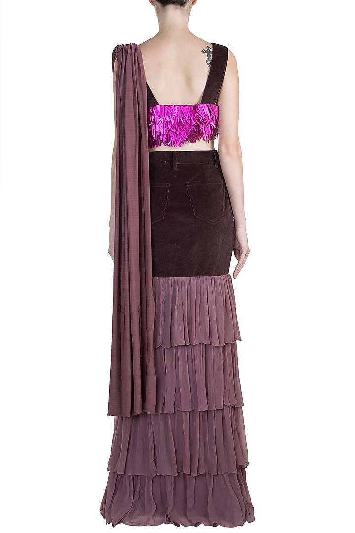 Violet Embroidered Top With Skirt by PARNIKA at Pernia's Pop Up Shop